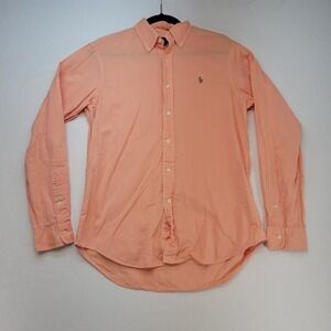 Ralph Lauren Shirt Mens Small Orange Chambray Oxford Button Down Preppy